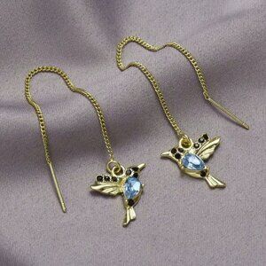 Gold Plated Hummingbird Thread Earrings